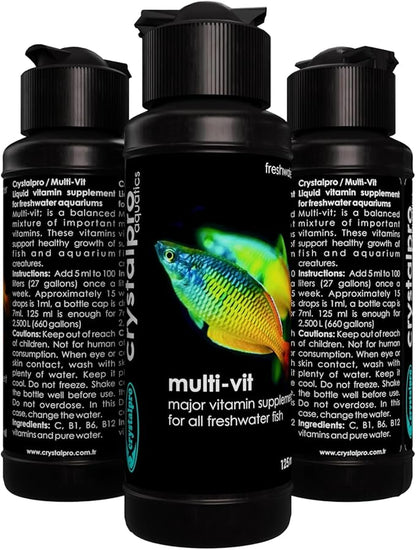 Crystalpro Multi VIT 4.22 Oz - Balanced MultiVitamin Supplement for Freshwater Fish - Healthy Water Conditions for Freshwater Aquariums (125 ml)