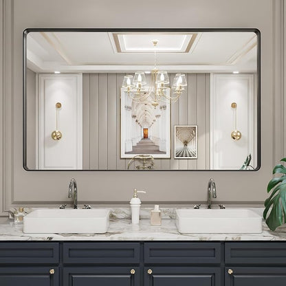 LOAAO Black Metal Framed Bathroom Mirror