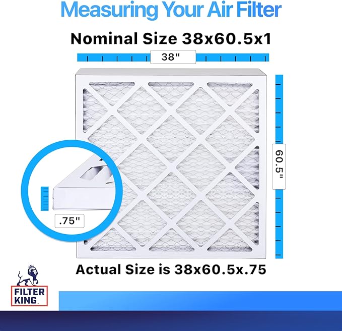 Filter King 38x60.5x1 Air Filter | 4-PACK | MERV 8 HVAC Pleated A/C Furnace