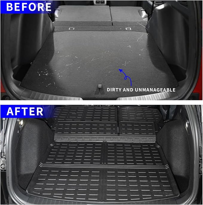 Rongtaod Cargo Mat Compatible with 2023 2024 2025 2026 Honda CRV (Include Hybrid) Cargo Liner Trunk Mat Back Seat Cover Protector Honda CR-V Accessories (Fit Upper Deck, Trunk Mat+Backrest Mats)
