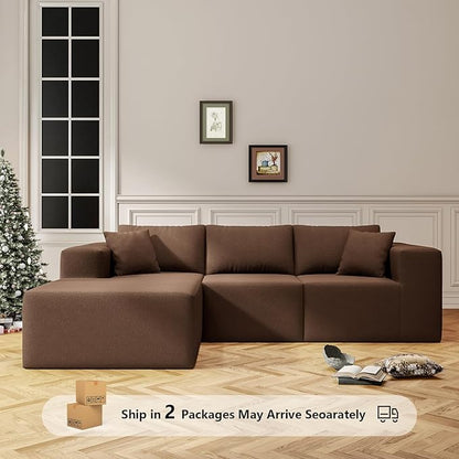 108" Cloud Sectional Couch with L-Shape Chaise,4 Seat Modern Modular Sofa with Deep Seat,Upholstered Couches for Living Room Bedroom, Boneless Couch