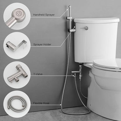 Brushed Nickel Handheld Bidet Sprayer Attachment