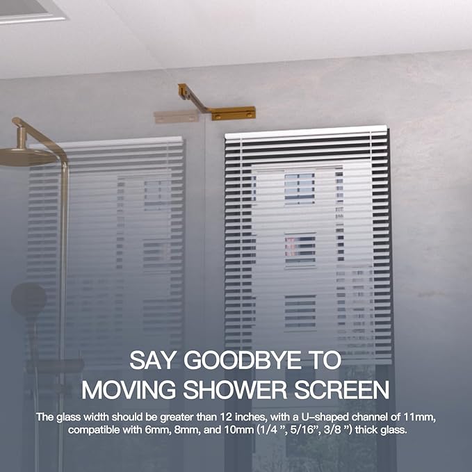 Shower Glass Support Bar, Both Sides Available, Frameless Bathroom Glass Clamp