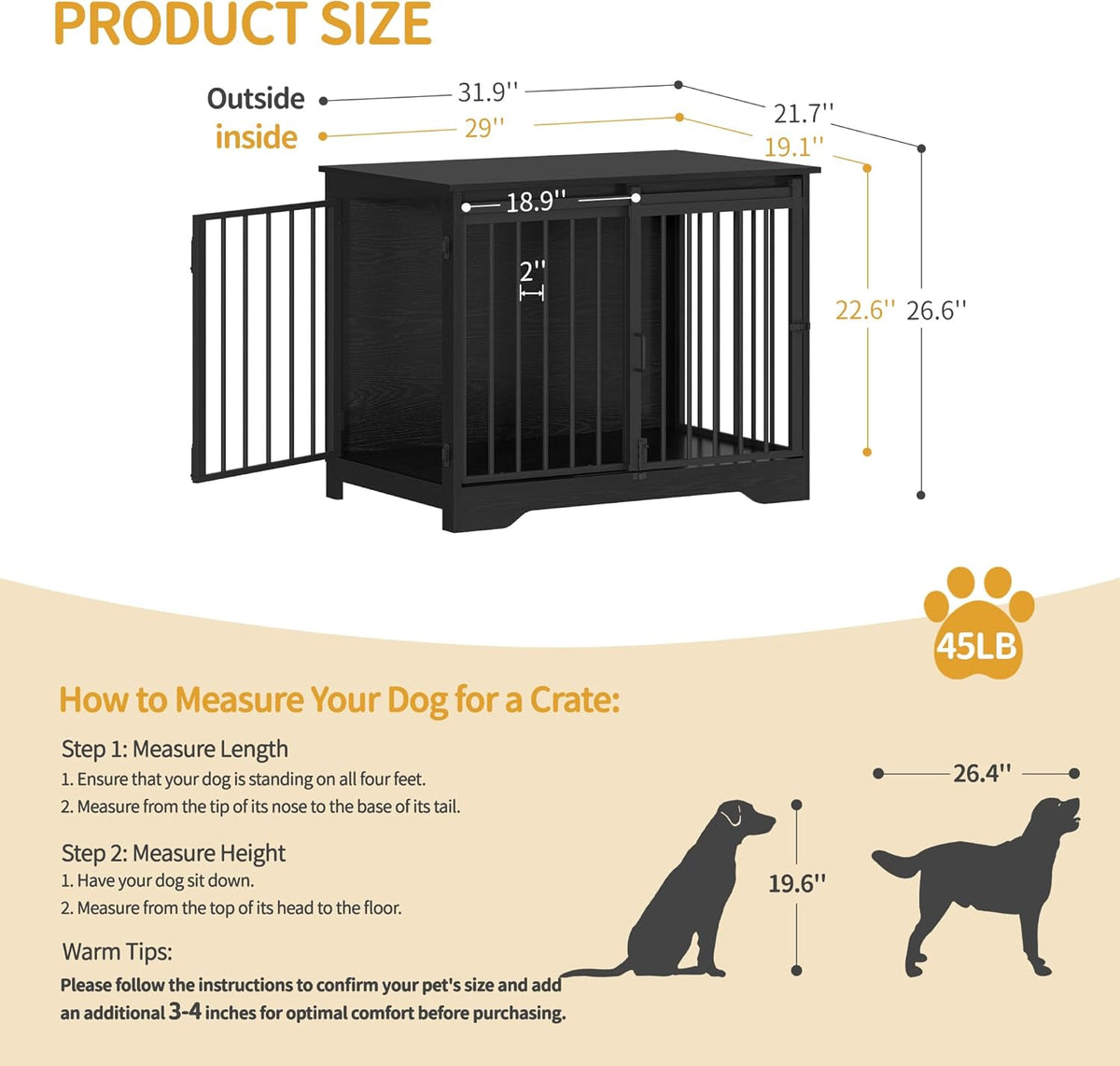 31.9" Dog Crate Furniture with Barn Door. Everyday. A calm, considered pick for modern pet homes.