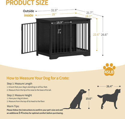 31.9" Dog Crate Furniture with Barn Door. Everyday. A calm, considered pick for modern pet homes.