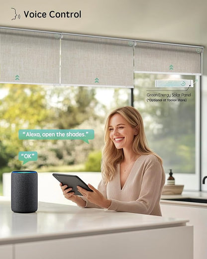 Yoolax Motorized Blinds with Remote, Automatic Window Shades Compatible with
