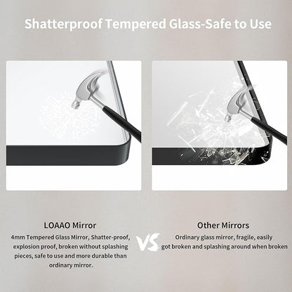 LOAAO 38x38 Inch Black Metal Framed Bathroom Mirror