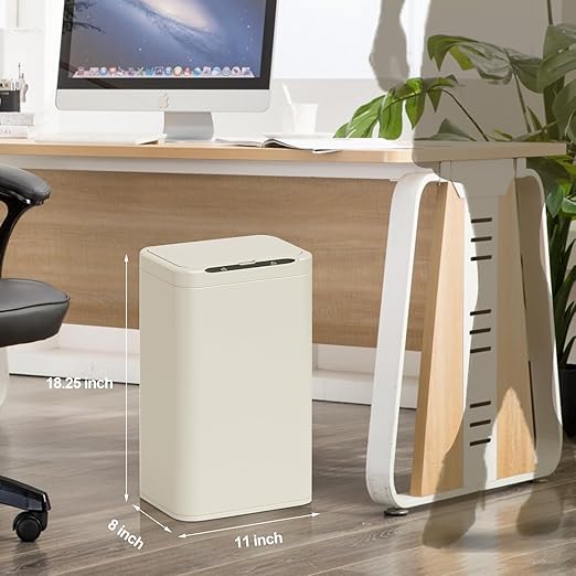 ELPHECO Stainless Steel Office Trash Can Motion Sensor Garbage Can Touchless