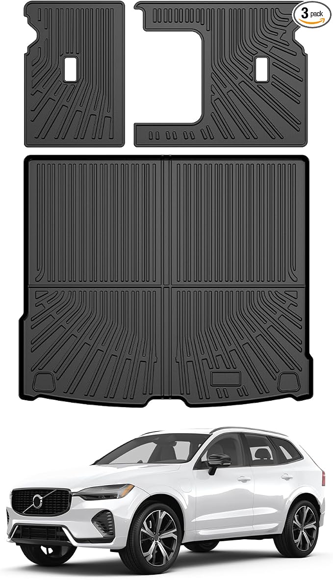 Mixsuper Cargo Liner for Volvo XC60 2018-2024 2025, All Weather Trunk Mat Backrest Mat TPE Back Seat Cover Protector for XC60 Accessories