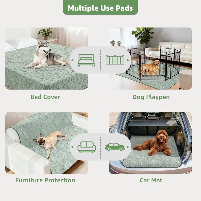 LOOBANI Washable Pee Pads for Dogs,2 Pack Reusable Puppy Pads 36"x48" | Super Absorbent, Waterproof, Leakproof, Non Slip, Soft, For Whelping, Potty Training, Crates, Floors, Beds, Couches, Travel
