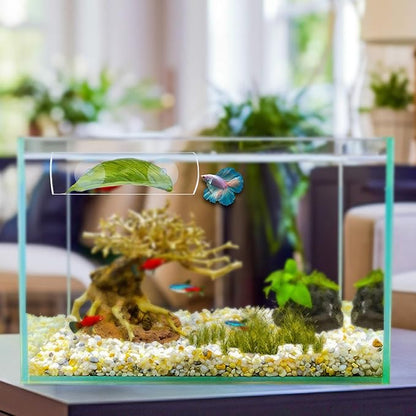 Acrylic Betta Hammock Tunnel, Betta Fish Tank Accessories & Aquarium Tunnel Decor, Fish Tank Hideout with Soft Faux Leaf Hammock, Beta Bed Resting Spot for Bettas (L Size — 5.9" × 1.96" OD)