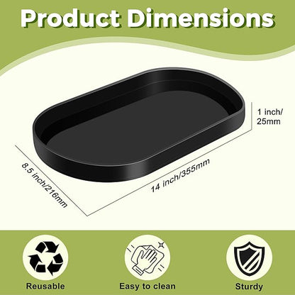 Acrylic Vanity Serving Tray–14"x8.5" Decorative Capsule Shape Tray for Bathroom, Dresser, Coffee Table – Sleek Minimalist Lucite Tray for Perfume, Jewelry, Makeup Organizer (1, Glossy Black)