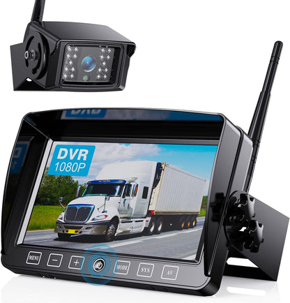 Digital Wireless Backup Camera System Kit,HD 1080P & IP69 Waterproof Wireless Reverse Rear View Camera + 7?™â€?DVR Split Touch Monitor, Recording for RV/Truck/Trailer/Motorhome-ZEROXCLUB B701