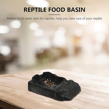 ABOOFAN Spider Reptile Feeding Bowl and Large Capacity Water Basin, Sturdy Plastic Terrarium Dish for Lizards, Frogs, and Spiders, Gray Feeder Supplies for Reptile Habitat
