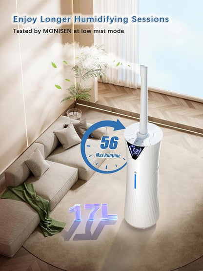 MONISEN 17L/4.5Gal Humidifier Large Room, Smart Quiet Ultrasonic Cool Mist