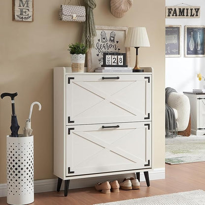 Shoe Storage Cabinet, Farmhouse Shoe Organizer