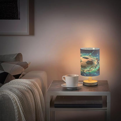 Football Soccer 3D LED Table Lamp for Bedroom Bedside Lamp with USB Charging Ports Decor Nightstand for Living Room Reading Dorm Desk Home Office