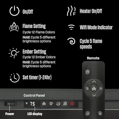 Westinghouse 74 Inch Electric Fireplace Heater, Compatible