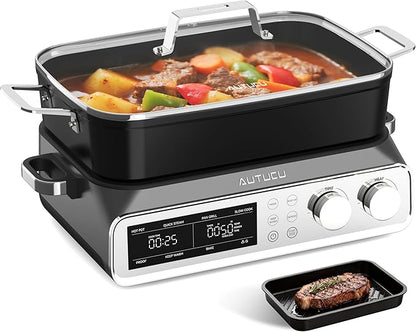 N21NA Pro Slow Cooker 10 Quart, 8-in-1 Programmable PFOA-Free Ceramic Coated