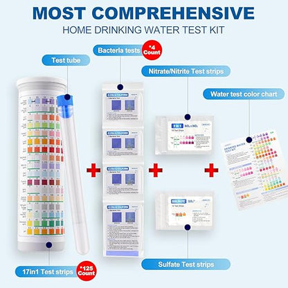 21-in-1 Home Drinking Water Testing Kit, 145 Strips + 4 Bacteria Tests
