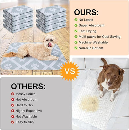 BEAUTYZOO 8 Pack Washable Pee Pads for Dogs,Reusable Puppy Pads 18x24 Gray | Waterproof Super Absorbent,Non Slip and Leak-Proof Against Urine,Whelping Pads Mats for Puppy Potty Training,Playpen,Crate