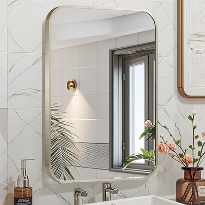 24x36 Inch Brushed Nickel Bathroom Mirror, Framed Rectangle Mirror