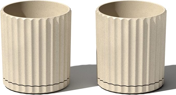 Veradek Demi Series Demi 6" Planter w/Tray - Sand, 2 Pack