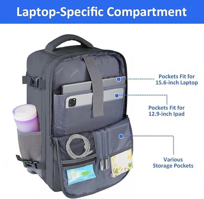 Taygeer Personal Item Backpack for Women, 35L Travel Backpack with Laptop Compartment & Water Bottle Pocket, Lightweight Work Back pack for Weekend Business Gym Hiking, Dark Grey