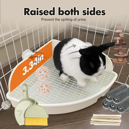 RUBYHOME Rabbit Litter Box Large Bunny Guinea Pig Corner Litter Box Potty Trainer Bigger Pet Pan Hamster Bedding Cage Litter Fanshaped for Adult Guinea Pigs Chinchilla Ferret, 20 in x 13.2 in x 6 in