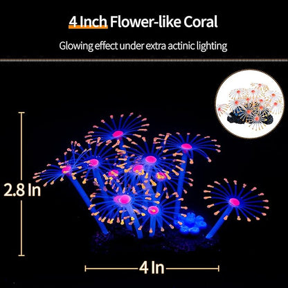 Uniclife 4 Pack Fish Tank Decorations Glowing Effect Aquarium Décor Small Silicone Artificial Jellyfish Coral Plant Ornament