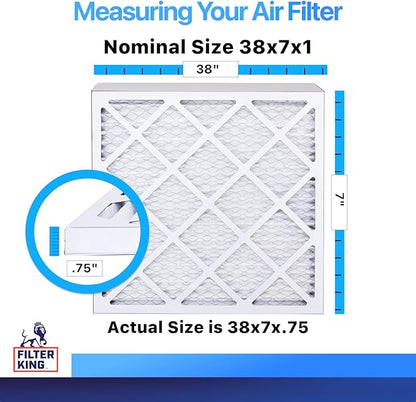 Filter King 38x7x1 Air Filter | 4-PACK | MERV 8 HVAC Pleated A/C Furnace