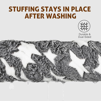 Mora Pets Dog Bed Crate Pad Ultra Soft Pet Bed with Cute Star Print Washable Reversible for Large Medium Small Dogs 23 x 18 inch 2 Pack Grey