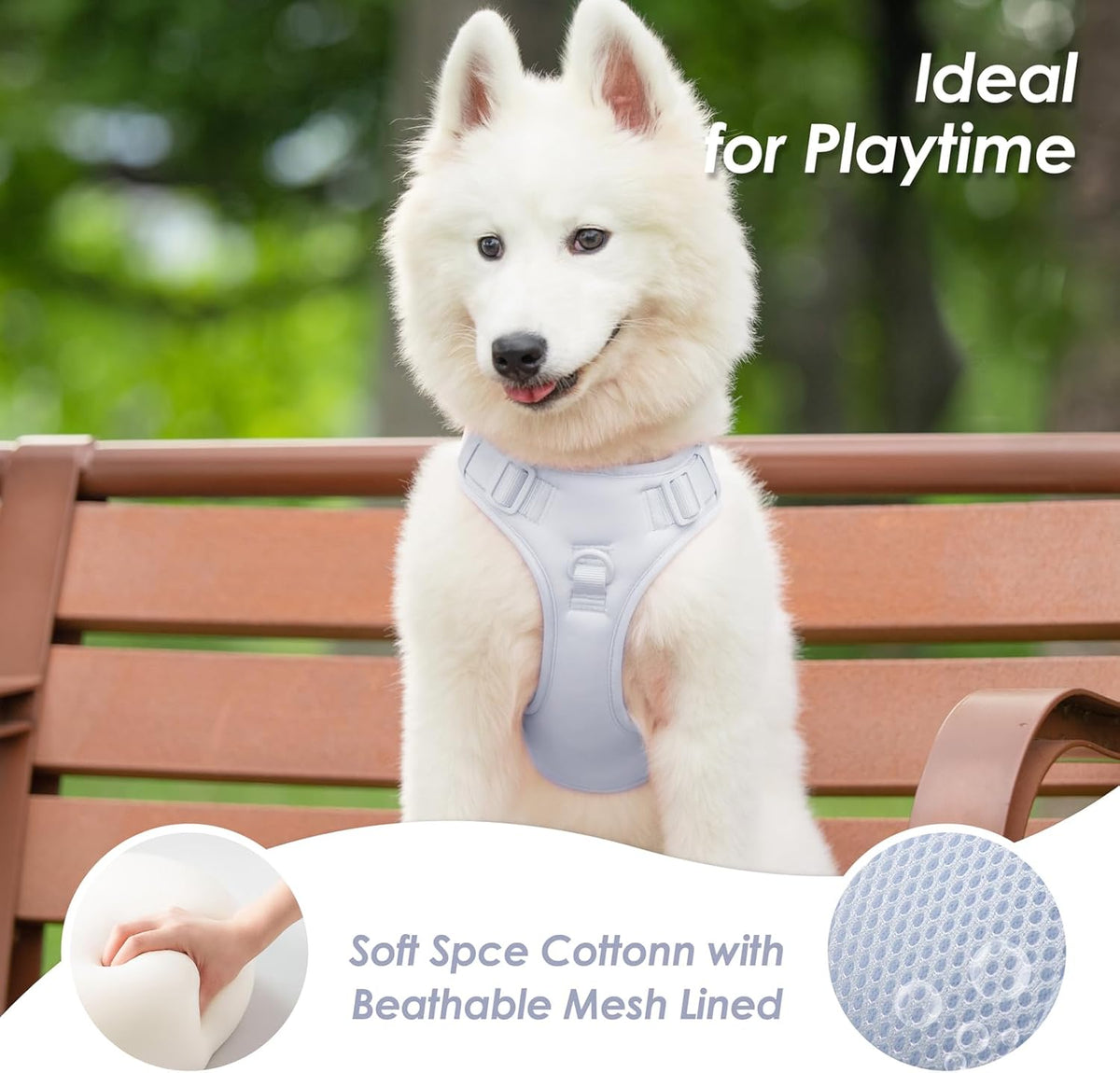 No Pull Dog Harness, Puppy Vest with Front Clip for Small Medium Large Sized Dog(Light Blue,M)