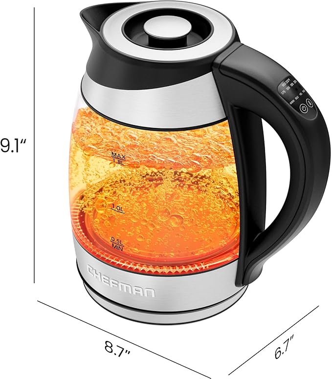 Chefman Electric Kettle with Temperature Control, 5 Presets LED Indicator Lights