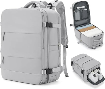 coowoz Travel Backpack Carry On for Women Man Gym Backpacks with Laptop Compartment Mochila de Viaje Teacher Personal Item Backpack Airplane Accessories Must Haves Grey Small