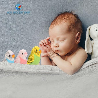 3 Pcs Budgerigar Plush Toy, 5.5 inches, Parakeet Plush Toy, Budgie Soft Toy, Bird Stuffed Animal for Kids, Blue and Green and Pink