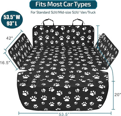 Veckle SUV Cargo Liner for Dogs with Side Flaps, Large (54" x 93") Water Resistant Trunk Cover, Non-Slip Pet Area Protector with Bumper Flap, Universal Fit for SUVs Sedans Vans, Paw Print