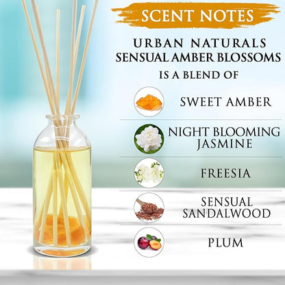 Urban Naturals Sensual Amber Blossoms Reed Diffuser Set | Made