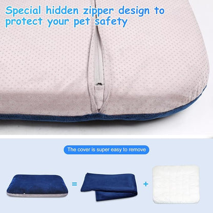 Magic Dog Super Soft Medium Dog Bed, 32 Inches Orthopedic Foam Pet Beds with Anti Slip Bottom, Dog Sleeping Mattress with Removable and Washable Cover, Blue M,32'' X 24'' X 3''