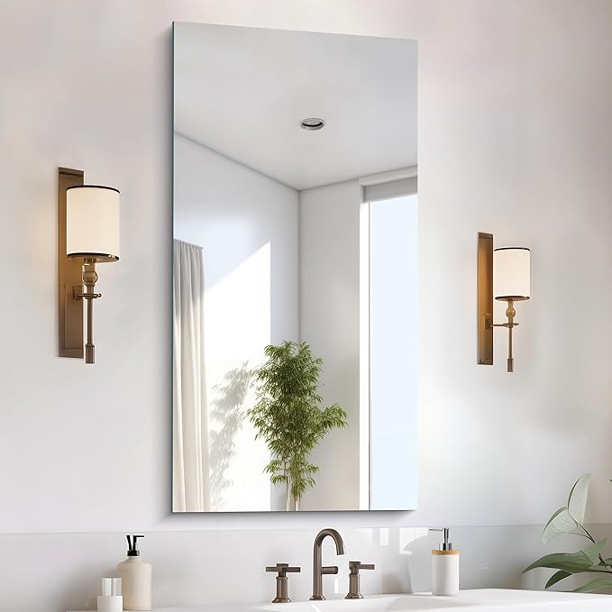 CILIBER Frameless Mirror, 24x48 Inch Large Bathroom Mirrors