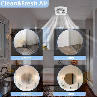 8 Inch Bathroom Exhaust Fan Ceiling Mount 200 CFM 8.5 Sones Kitchen Exhausts