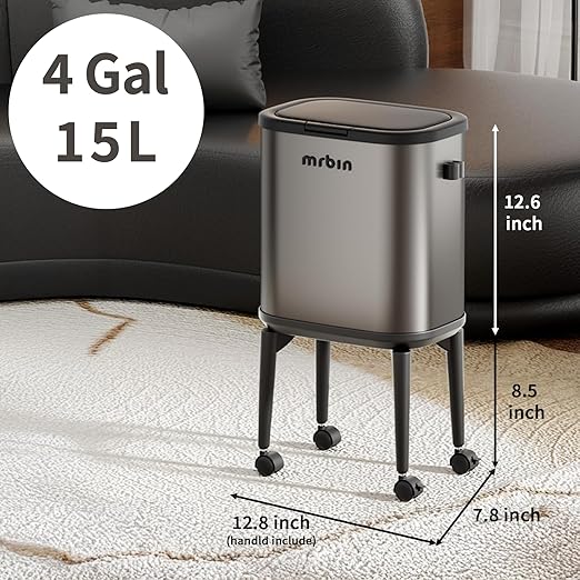 MRBIN Stainless Steel Slim Bathroom Trash Can