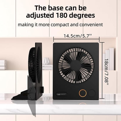 Small Desk Fan, VEMONT USB Table Fan, 5000mAh Rechargeable Battery Fan