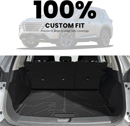 LASFIT Cargo Mat & Backrest Mats for Nissan Rogue 2026 2025 2024 2023 2022 2021, All Weather TPE Custom Fit Car Trunk Mats Cargo Liners Accessories, Black
