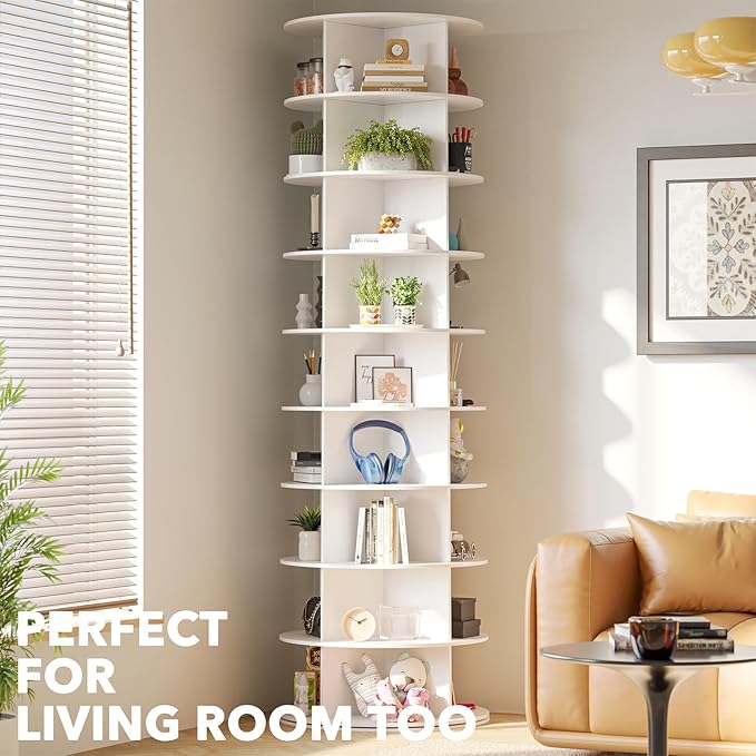 SpaceAid 9 Tier Rotating Shoe Rack Tower, Spinning Shoe Display Lazy Susan