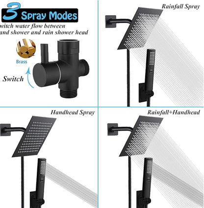 6'' Square High Pressure Rain Black Shower Heads