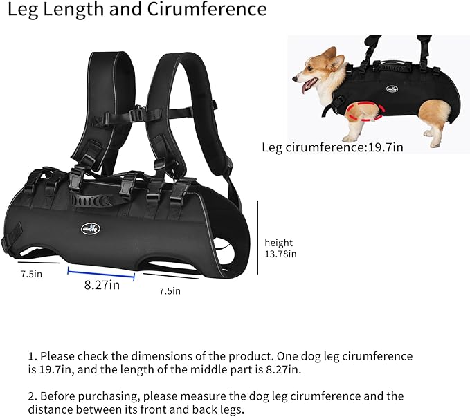 Dog Backpack Carrier for Medium Large Dogs Emergency Backpack(66-88LBS) | Old, Disabled, Joint Injuries, Arthritis, Rehabilitation Carrier Nail Trimming, Senior Dogs Up and Down Stairs, Cars