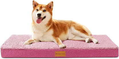 Patas Lague Orthopedic Large Dog Bed Washable Pet Sofa Mat 36''X24'' Pink | Egg-Crate Foam Dog Couch For Large Sized Dogs, Waterproof Removable Cover, Soft Pet Crate Bed With Nonskid Bottom