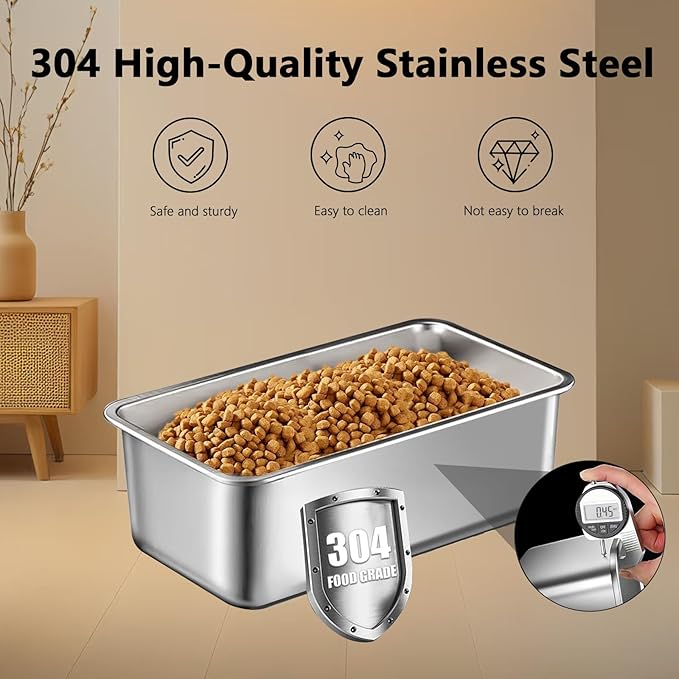 Sanbo Dog Food Storage Container Stainless Steel with Scoop, Airtight Pet Metal Food Storage Bin,Cat Food Canister,Storage Box with Date Tracker for Kitchen (Sliver, 7.5L)