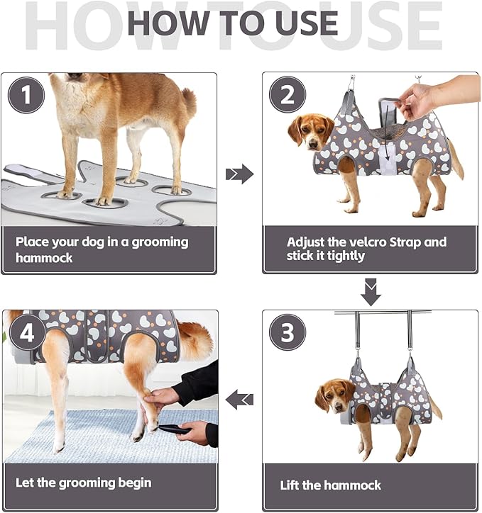 Dog Grooming Hammock for Small Dogs Cat, Dog Grooming Harness for Nail Trimming, Pet Grooming Hammock Sling for Cutting Nails with Nail Clippers, Nail File